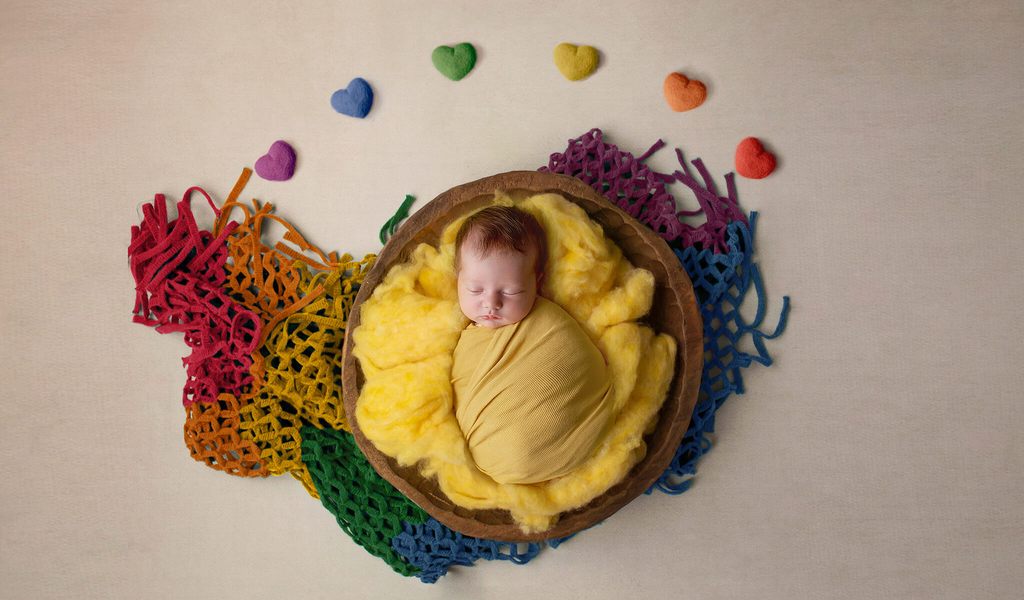Newborn Digital Backdrop: Rainbow Hearts