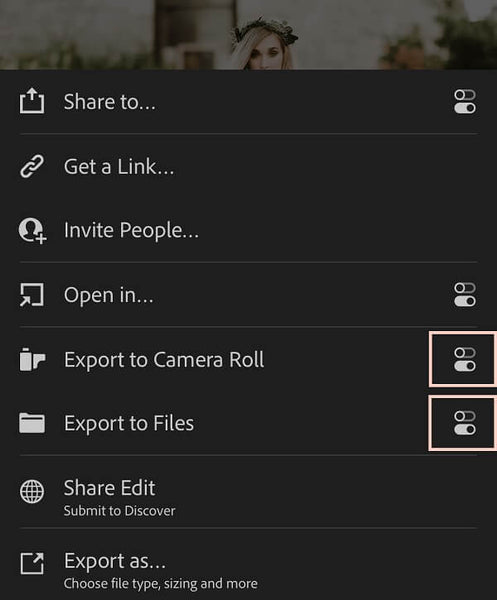 Lightroom Mobile Export Settings