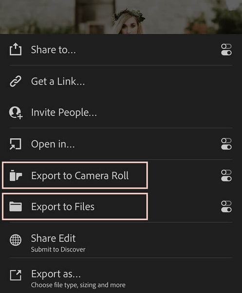 Export from Lightroom Mobile
