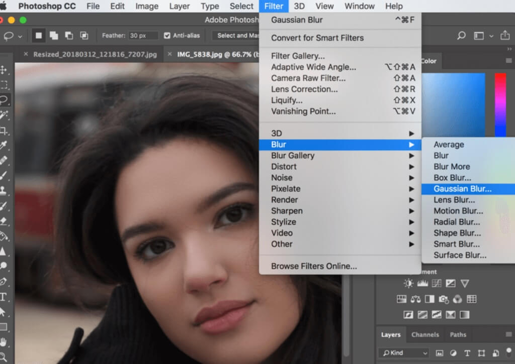 Skin Retouching in Photoshop Using Gaussian Blur