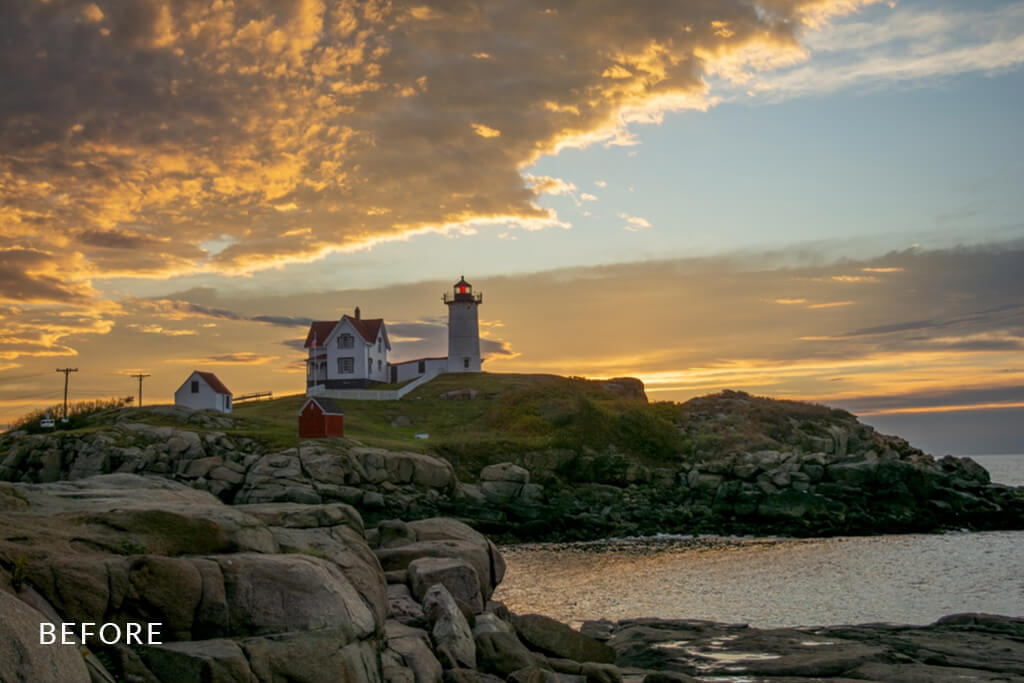 Original unedited lighthouse photo before applying Lightroom Mobile vintage editing techniques