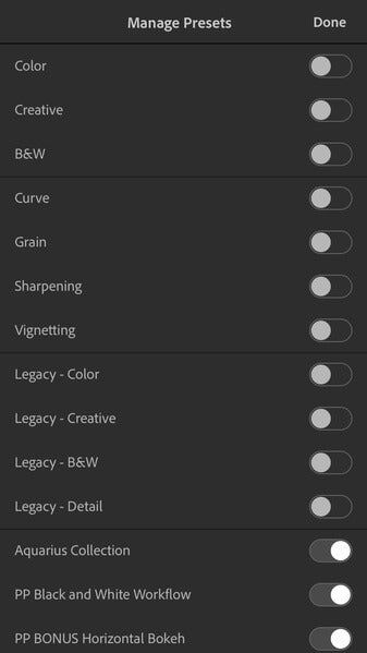 how to use presets on Lightroom mobile