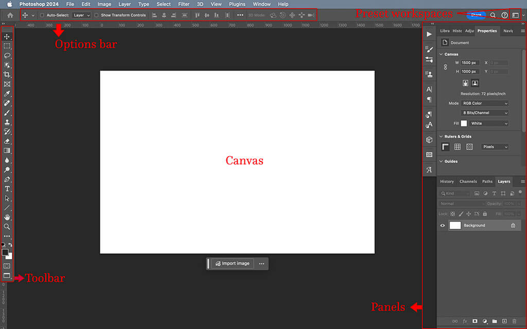 Workspace in Photoshop