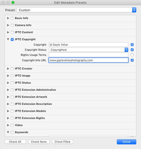 How to Add Copywrite Symbol Lightroom