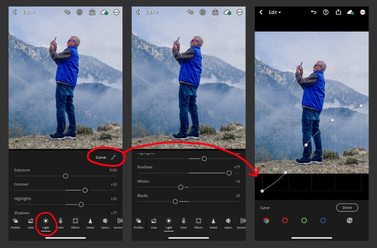 Lightroom Mobile Curves