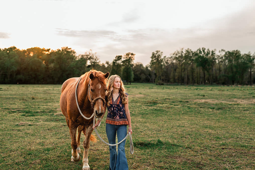 Portrait of a woman and horse, photographed by Tosha Womble