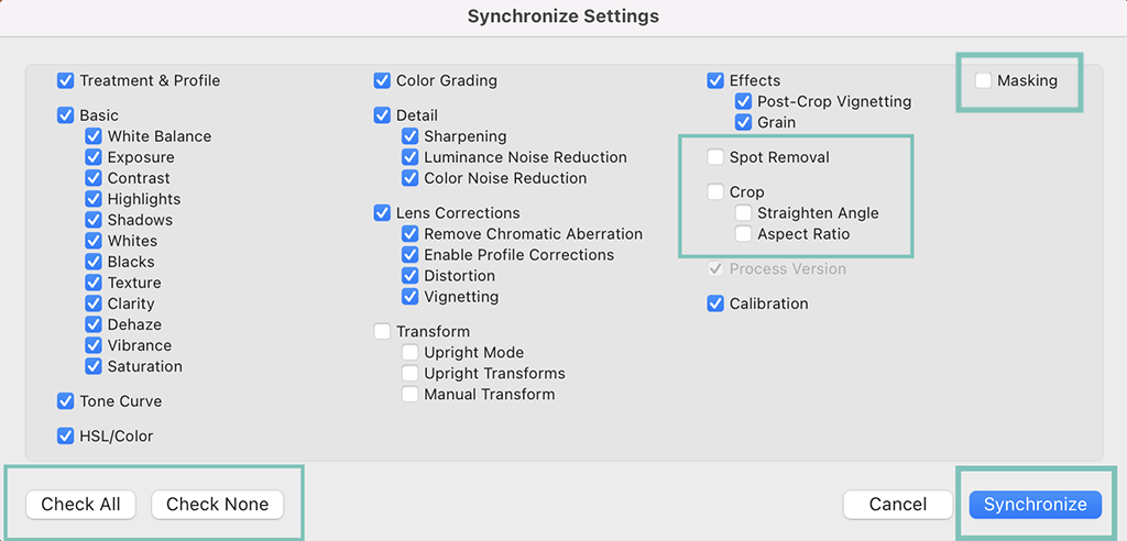 Sync Photo Settings Lightroom