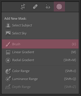 Where to find Lightroom's Brush tool