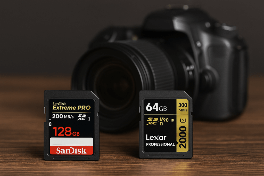 High-speed memory cards for cameras – essential photography gift idea for fast shooting and reliable storage.