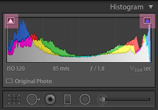 lightroom show clipping
