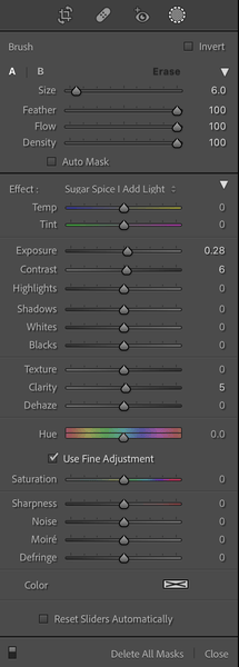 Where to find brush presets in Lightroom