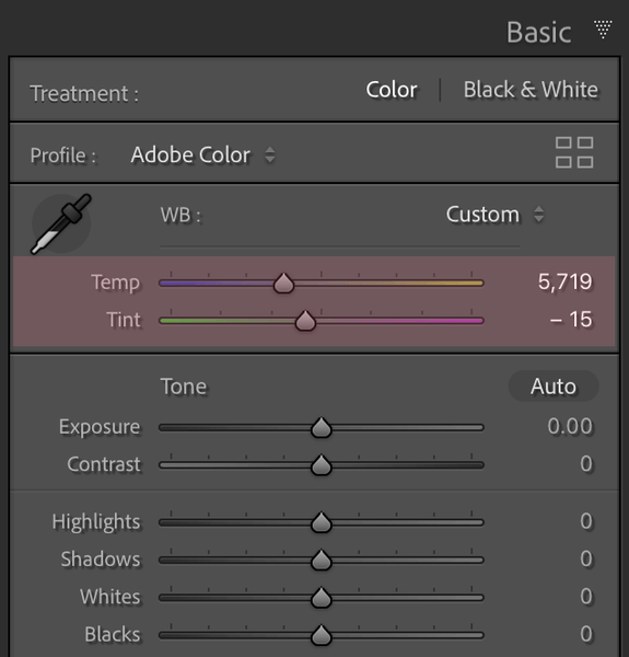 Adjust White Balance Lightroom