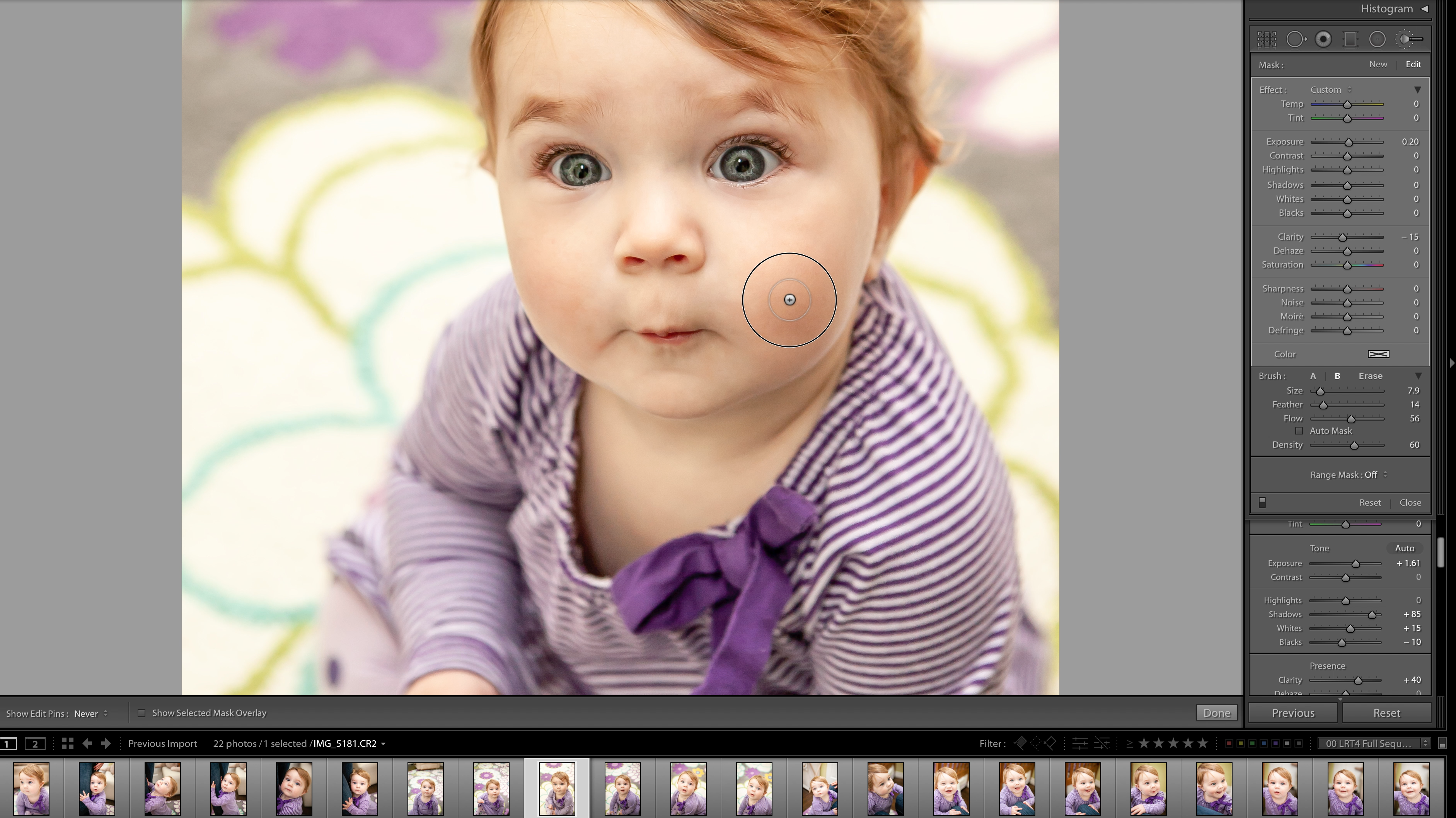 Softening cheeks in Lightroom