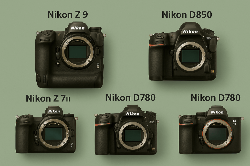 Nikon mirrorless and DSLR cameras 2025 including Nikon Z9, Z7 II, D850, and D780 – top choices for pro photographers